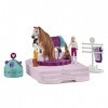 Schleich 42588 Horse Club - Écurie Salon de Beauté Sofias Beauties avec Accessoires de Pansage et Figurines Chevaux - Coffre