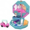 Polly Pocket Coffret Univers​ Journée au Spa, 2 mini-figurines, accessoires, autocollants et surprises cachées, jouet enfant,