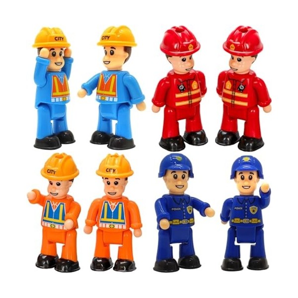 Figurines et voitures jouets – Police, pompier, travailleurs de la construction – Véhicule et figurine pour enfants – Véhicul