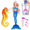 BETTINA Poupée sirène magique à changement de couleur, jouet princesse sirène avec hippocampe et accessoires de poupées – Che