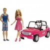 Barbie Voiture Beach Cruiser DecapoTable de Plage Rose, Poupee Barbie et Ken Incluses, Jouet pour Enfant, CJD12 Exclusivité s