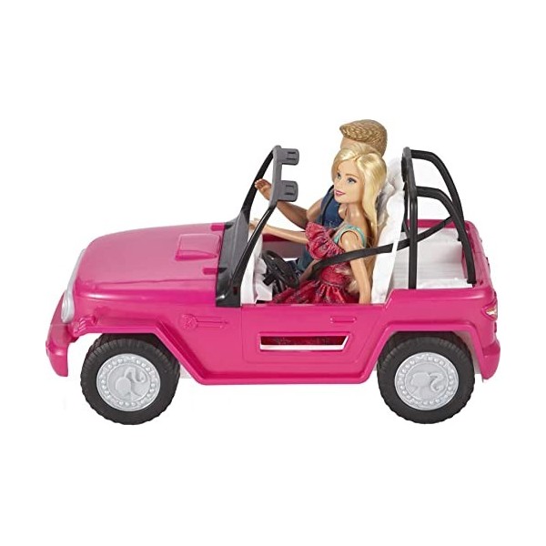 Barbie Voiture Beach Cruiser DecapoTable de Plage Rose, Poupee Barbie et Ken Incluses, Jouet pour Enfant, CJD12 Exclusivité s