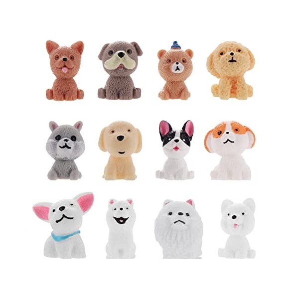 cobee Lot de 12 figurines de chien miniatures réalistes - Jouets de simulation pour chien - Jouets de fête - Jouets de bain