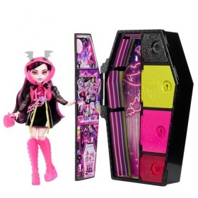 Monster High Coffret Monstrueux Secrets Série Frayeurs Néon Avec Poupée Articulée Draculaura, Casier, Plus De 19 Surprises, P