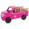 Barbie Bienvenue à la Ferme poupée Fermière et Son véhicule Pickup Rose, Accessoires Inclus, Jouet pour Enfant, GWW29