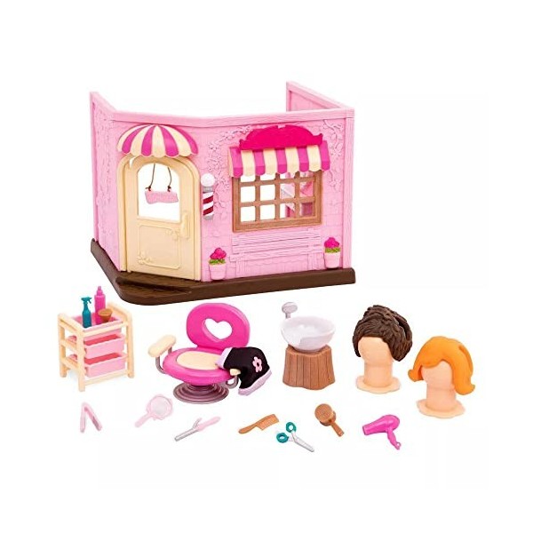 Lil Woodzeez Baabaa Spa & Salon de Coiffure - 24 pièces - Ensemble de Jouets avec Salon, Meubles et Accessoires pour Cheveux