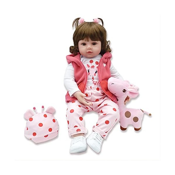 Poupées Bébé Reborn, Poupées Nouveau-Né Réalistes, 19 Pouces Silicone Real Toddler Girl Lifelike avec Coffret Cadeau Corps en