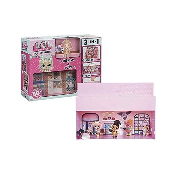 L.O.L. Surprise, Pop Up Store - Coffret 3 en 1 pour ranger tes Poupées L.O.L. .avec 1 Poupée exclusive 8cm, pratique, Fonctio