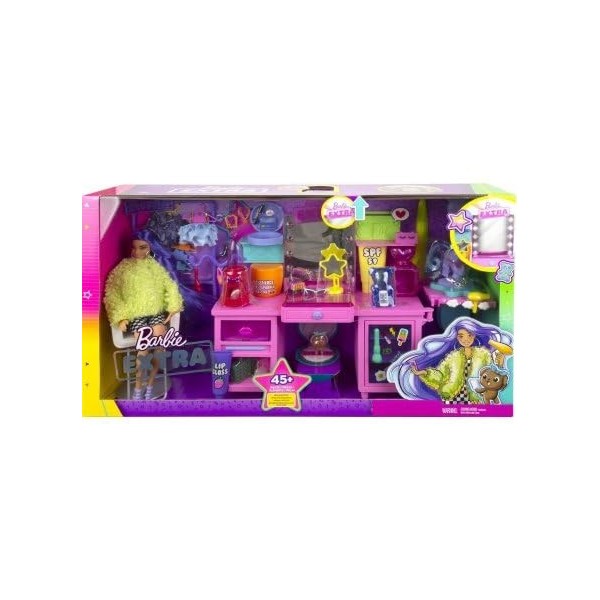 Coffret pour Barbie Centre de Coiffure + 45 Accessoires + 1 Chien + 1 poupée Mannequin Coiffeuse - Set métier + 1 Carte Tigre