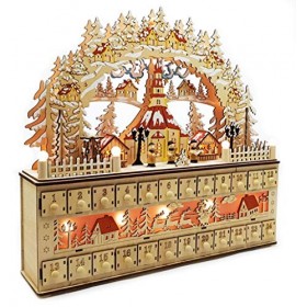 Wichtelstube-Kollektion Chandelier à LED avec calendrier de lavent de Seiffen, église,Décoration de Noël,Fonctionne avec pil