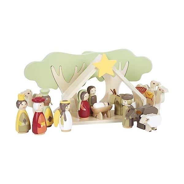 Small Foot- Engel Set de Jeu crèche Bois, décoration de Noël adaptée aux Enfants, 12356