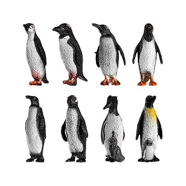 TOYANDONA Lot de 8 figurines de pingouin mignonnes pour décoration de gâteau de Noël ou danniversaire