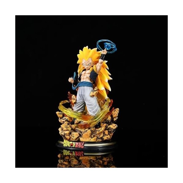 Gotenks Saiyan Gotenks Anime Secondary Yuan Blonde Teenage Warrior Model Figurine|PVC Statique Statique 22 cm Jouet Argile Or