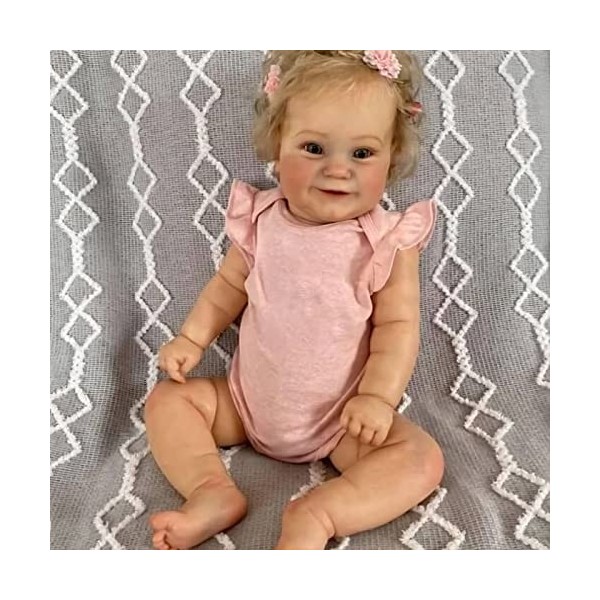 20 Pouces Reborn Baby Doll Toddler Girl avec des Cheveux blonds Réaliste Lesté Doux Vinyle Silicone Baby Reborn Dolls Coffret