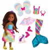 Barbie Dreamtopia Mini-poupée Chelsea Arc-en-ciel coffret 3-en-1 Brune avec trois tenues de princesse, sirène et fée, Jouet p