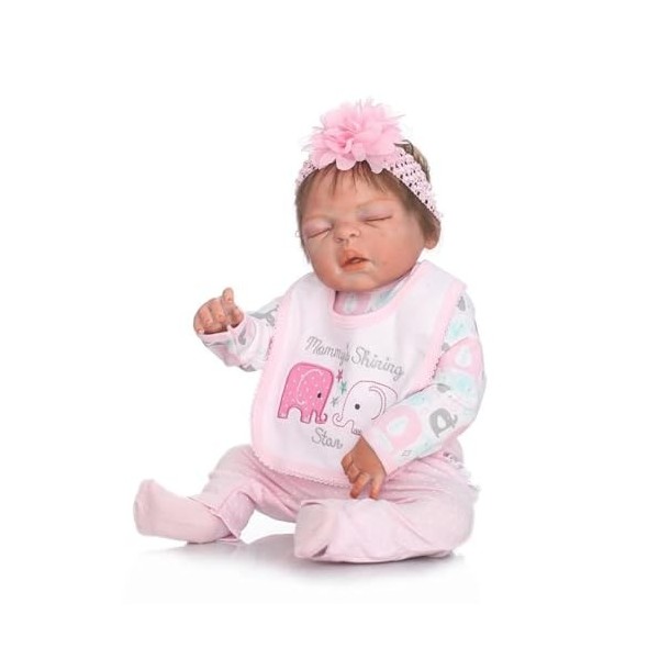 HGMY HPP Full Silicone Babies Reborn Baby Dolls Fille 22" RéAliste Nouveau-Né PoupéEs avec Vinyle Souple Silicone Corps Compl