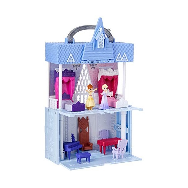 Disney Frozen Pop Adventures Arendelle Castle Playset with Handle, Including Elsa Doll, Anna Doll, & 7 Accessories - Toy