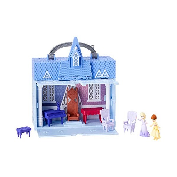 Disney Frozen Pop Adventures Arendelle Castle Playset with Handle, Including Elsa Doll, Anna Doll, & 7 Accessories - Toy