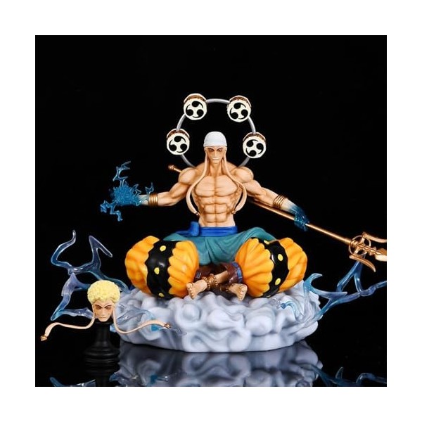 Enel Thunder God Chapeau de paille Pirates Nautique Roi Figurines | Base statique en PVC assis 22,5 cm Modèles danime émetta