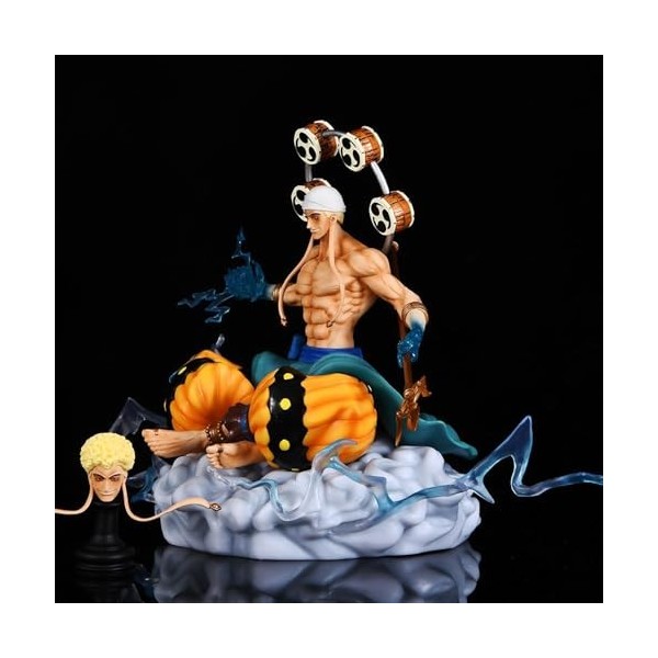 Enel Thunder God Chapeau de paille Pirates Nautique Roi Figurines | Base statique en PVC assis 22,5 cm Modèles danime émetta