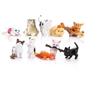 Cobee Lot de 10 mini figurines de chat réalistes pour décoration de gâteau
