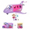 Barbie Lot Coffret Poupée Pilote avec Jet Privé HCD49 + Mini-Poupée ​Chelsea Voyage Blonde FWV20 , Détails Réalistes, Thèm