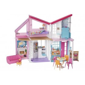 Barbie Lot Coffret La Maison À Malibu Maison De Poupées FXG57 + Poupée Fashionistas N°187 HBV19 , 6 Pièces, 2 Étages, 25 A