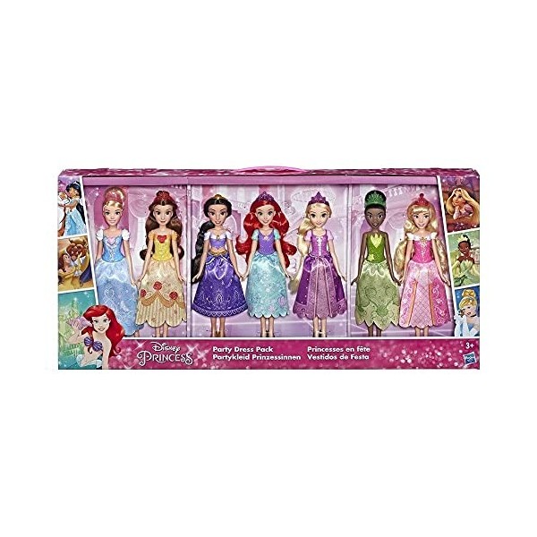 Ensemble de Robes de fête Princesse Disney Comprenant Ariel, Aurora, Belle, Cendrillon, Jasmin, Raiponce et Tiana Fashion Dol