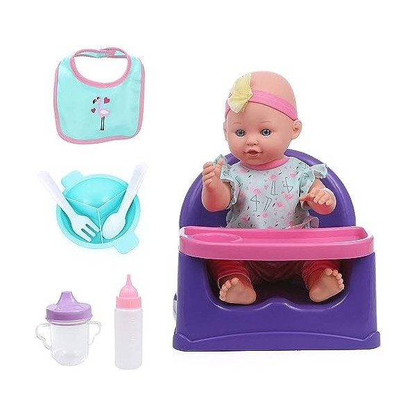 Mommy & Me Doll Collection 14 « Doll Faire Semblant pour Les Enfants, avec la poupée, Trona, Bouteille, Tasse de Bec, bavette