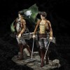 Paire de figurines danime Eren Jaeger Levi-Ackerman Attack On Titan Cloak Trooper Double épée |PVC26 cm statique, jouets et 