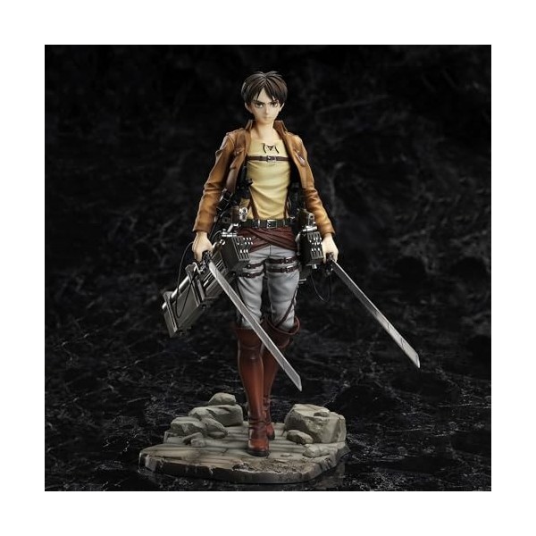 Paire de figurines danime Eren Jaeger Levi-Ackerman Attack On Titan Cloak Trooper Double épée |PVC26 cm statique, jouets et 