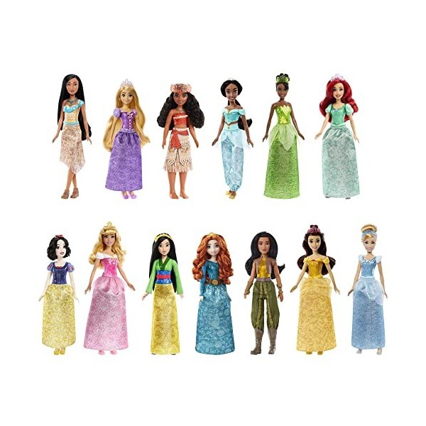 Disney Princesses Disney Coffret Princesses Étincelantes avec 13 Poupées avec Habillage Scintillant Et Accessoires, À Collect