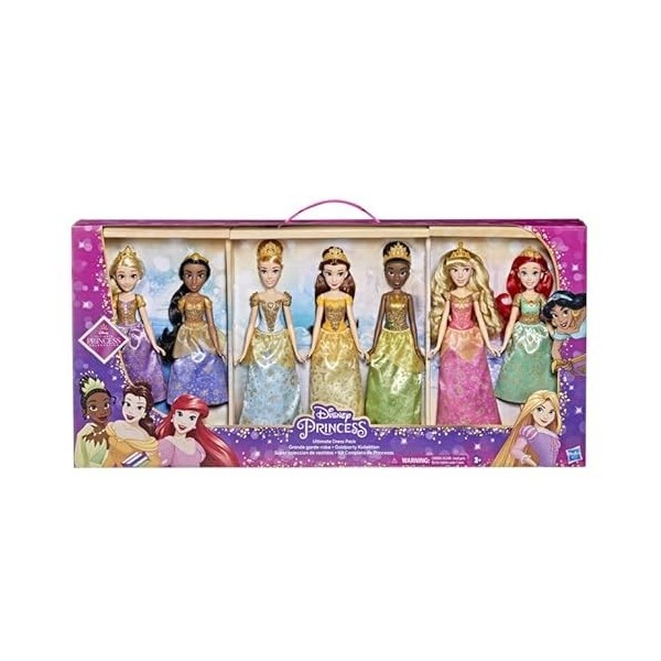 Disney 7 Poupées PRINCESSES Ariel Aurore Belle Cendrillon Jasmin Raiponce Tiana - Hauteur 30cm - F1547