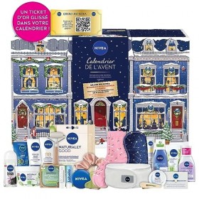 NIVEA Calendrier de lAvent 2023 avec ticket dor pour gagner des lots, Coffret NIVEA contenant 24 produits pour patienter ju