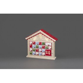 Konstsmide 2819-100 Calendrier de LAvent à LED avec 24 Tiroirs, Bois, 2 W, Blanc, 57 x 9.5 x 38.5 cm