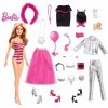 Barbie Calendrier de lAvent fourni avec poupée blonde en maillot de bain rayé et 24 accessoires surprises, jouet pour enfant