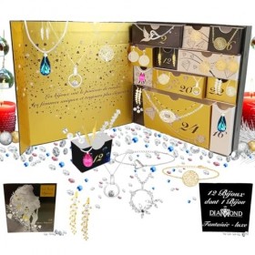 Calendrier de lavent SC Crystal - 12 bijoux dont un bijou orné dun véritable DIAMANT