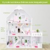 Green series Grande Maison Poupee Bois - de poupée Barbie, Version avec Accents Roses, avec 57 Accessoires, Maison de Poupee 