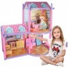 Maison de Poupée Dream House Girls Princess Dollhouse Playmat and Dolls DIY Playhouse with Accessoire Furniture and Home Deco