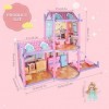 Maison de Poupée Dream House Girls Princess Dollhouse Playmat and Dolls DIY Playhouse with Accessoire Furniture and Home Deco