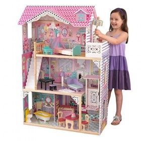 KidKraft Maison de Poupée en Bois Annabelle incluant Accessoires & mobilier, 3 Étages de Jeu avec élévateur pour poupées 30 c