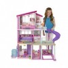 Barbie Maison De Rêve, 3 Niveaux, Avec 8 Pièces Dont Une Piscine, Un Toboggan, Un Ascenseur Accessible Pour Fauteuil Roulant,