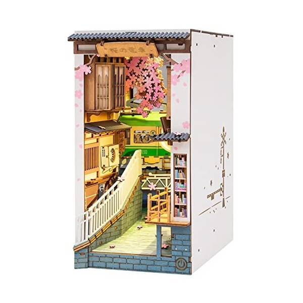 ROBOTIME Sakura Densya Maison de poupée en Bois, DIY Book Nook Kit, Puzzle Maison Modèle Kits de Construction avec Lumières L