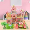 deAO Maison De Poupée Dream House Princess Castle Playset pour Enfants, 183 pièces Château De Poupée À 3 Étages avec 2 Figuri