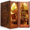 Hlieeosfcn Kit de coin de livre DIY miniature maison de poupée serre-livres 3D en bois à faire soi-même, maison de poupée min