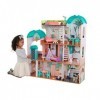 KidKraft Maison de Poupée en Bois Camila incluant Accessoires et mobilier avec Un Chat, élévateur et Piscine pour poupées, Jo