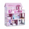 Giantex Maison de Poupées en Bois à 3 Etages, Maison de Rêves avec Accessoires Meubles de Jeu, Adaptés pour Enfants Fille, Ro