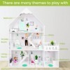 Green series Grande Maison Poupee Bois - de Poupée Barbie Version avec Accents Vert Menthe, avec 57 Accessoires | Maison de P