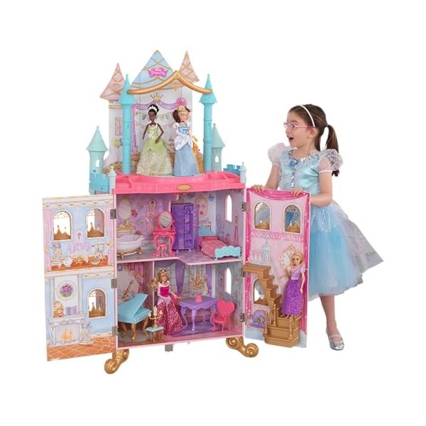 KidKraft Princesse Disney Maison de Poupée Château de Danse et de Rêve en Bois Incluant Accessoires et Mobilier, 3 Étages de 