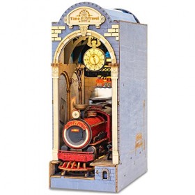 ROBOTIME Maison de poupée en Bois, DIY Book Nook Kit, Puzzle Maison Modèle Kits de Construction avec Lumières LED Maison Etag